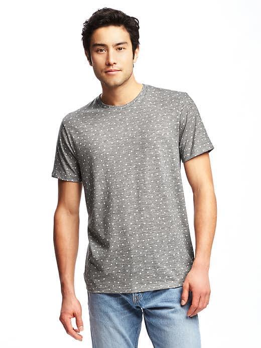 Old Navy Patterned Crew Neck Tee For Men - Gray Dot