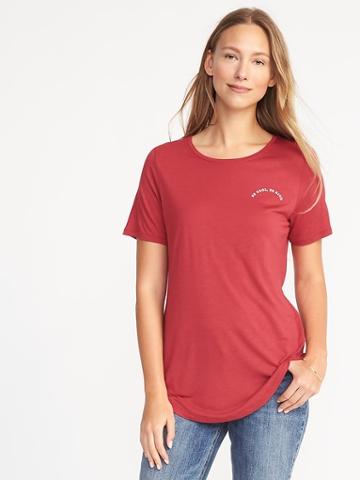 Old Navy Womens Relaxed Graphic Curved-hem Tee For Women Be Cool, Be Kind Size L