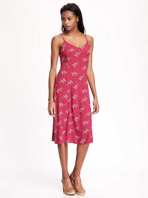 Old Navy Printed Cami Midi Dress For Women - Burgundy Combo