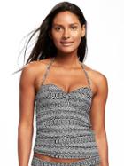 Old Navy Underwire Halter Tankini Top For Women - Black Geo