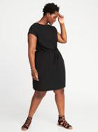 Old Navy Womens Waist-defined Plus-size Dress Black Size 1x