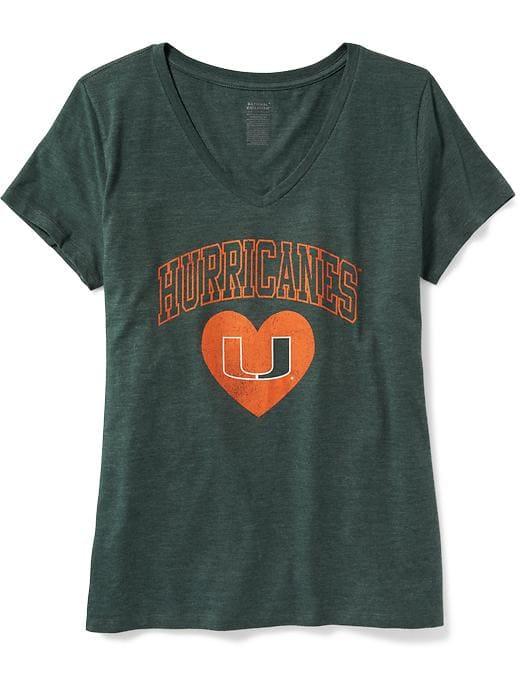 Old Navy Womens Ncaa V-neck Tee For Women University Of Miami Size Xl