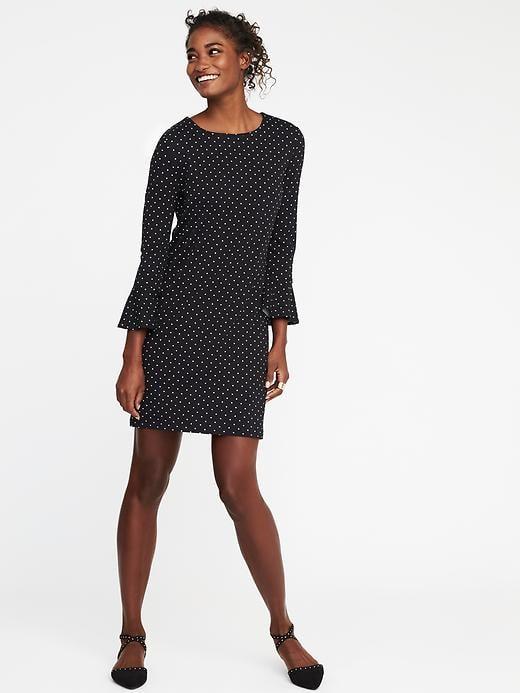Old Navy Ponte Knit Ruffle Sleeve Shift Dress For Women - Black/white Dots