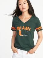 Old Navy Womens College Team Sleeve-stripe Tee For Women University Of Miami Size Xl