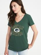 Old Navy Womens Nfl Team Graphic V-neck Tee For Women Packers Size L