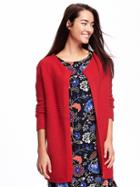 Old Navy Relaxed Open Front Textured Cardi For Women - Red Buttons