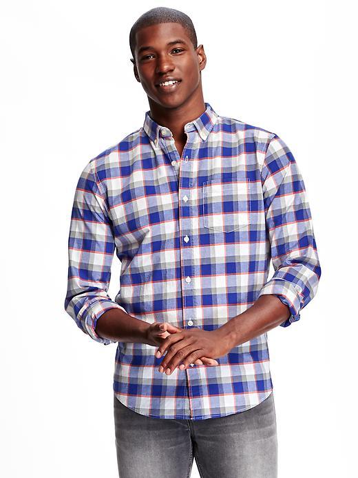 Old Navy Slim Fit Oxford Stretch Shirt For Men - Warm Sunset