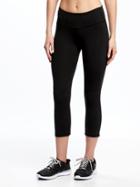 Old Navy Go Dry Mid Rise Lattice Hem Compression Crops For Women - Black