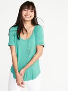 Old Navy Womens Luxe Curved-hem Tee For Women Kiss And Teal Size Xs