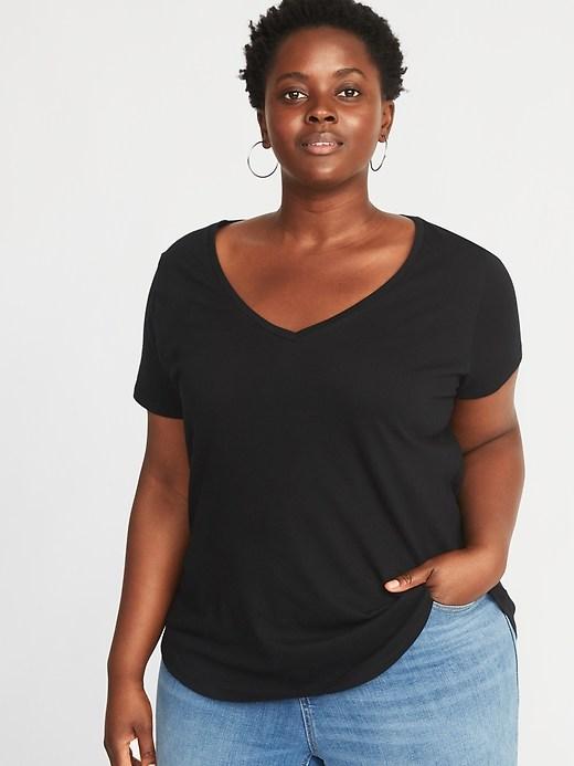 Old Navy Womens Everywear Plus-size V-neck Tee Black Size 3x