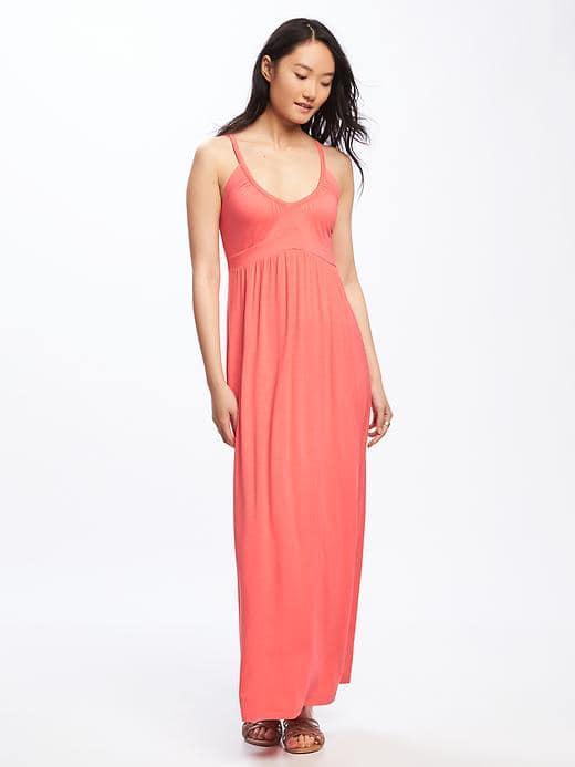 Old Navy Empire Waist Maxi Dress For Women - Coral Tropics