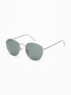 Old Navy Womens Retro Round Wire-frame Sunglasses For Women Silver Size One Size