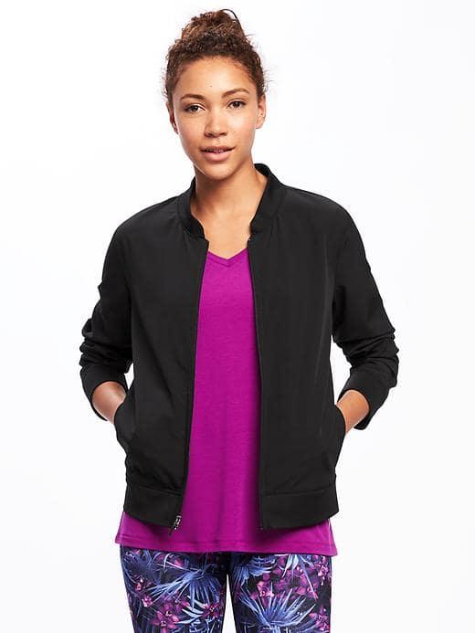 Old Navy Go Dry Cool Bomber Jacket For Women - Blackjack