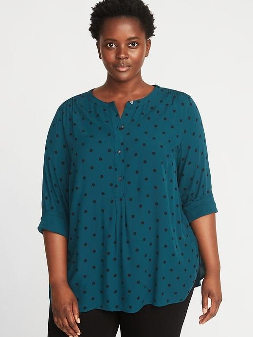 Old Navy Womens No-peek Plus-size Pullover Tunic Teal/black Dots Size 2x