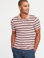 Striped Built-in Flex Moisture-wicking Embroidered-graphic Pro Polo For Men