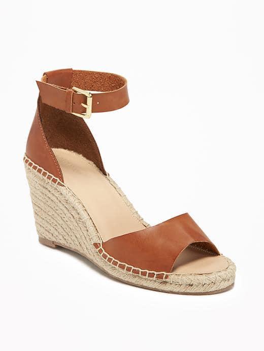 Old Navy Ankle Strap Peep Toe Espadrilles For Women - Cognac Brown