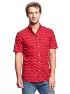 Old Navy Classic Slim Fit Poplin Shirt For Men - Robbie Red