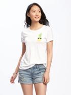 Old Navy Relaxed Graphic Tee For Women - Cream