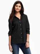 Old Navy Pin Dot Classic Shirt For Women - Black Dots