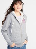 Old Navy Womens Relaxed Sherpa-lined Zip Hoodie For Women Medium Heather Gray Size S