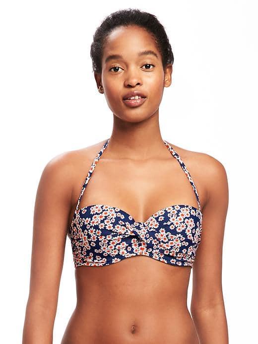 Old Navy Twist Front Bandeau Bikini Top For Women - Navy Floral