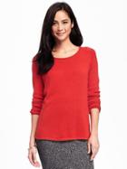 Old Navy Classic Crew Neck Sweater For Women - Red Buttons
