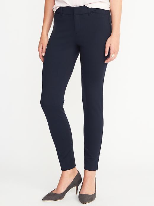 Old Navy Womens Mid-rise Built-in Sculpt Ponte-knit Pixie Ankle Pants For Women In The Navy Size 4