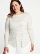 Old Navy Womens Relaxed Heathered Luxe Plus-size Top Creme Size 1x