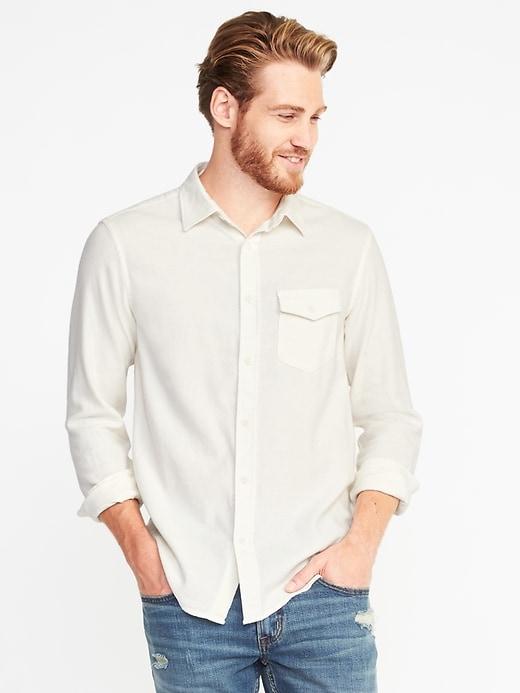 Old Navy Slim Fit Flannel Pocket Shirt For Men - Creme De La Creme