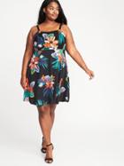 Old Navy Womens Plus-size Fit & Flare Cami Dress Black Floral Size 2x
