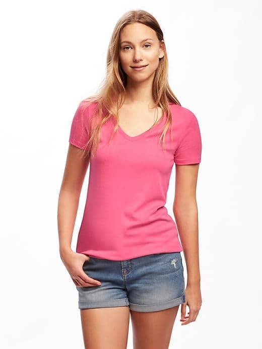 Old Navy Semi Fitted V Neck Tee For Women - In The Pink