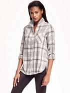 Old Navy Classic Flannel Shirt For Women - White/grey Plaid
