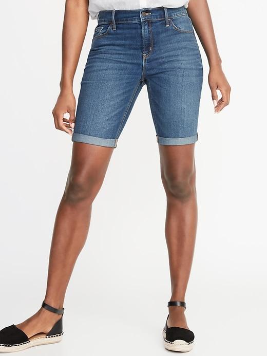 Mid-rise Slim Denim Bermudas For Women - 9-inch Inseam
