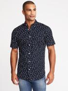 Old Navy Mens Slim-fit Printed Built-in Flex Getaway Shirt For Men Blue Bunnies Size Xxl