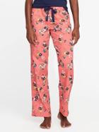 Old Navy Patterned Poplin Sleep Pants For Women - Pink Floral Combo