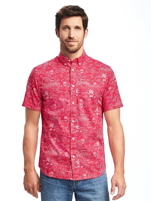 Old Navy Classic Slim Fit Poplin Shirt For Men - Fun In The Sun