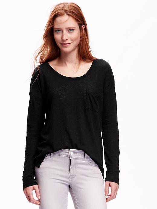Old Navy Linen Blend Boyfriend Tee Size L - Blackjack