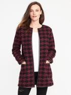 Old Navy Textured Jacquard Cardi Coat For Women - Houndstooth