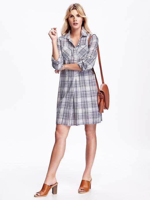 Old Navy Midi Shirtdress For Women - White Plaid