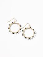 Old Navy Womens Beaded Hoop Earrings For Women Black/white Stripe Size One Size