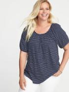 Old Navy Womens Relaxed Plus-size Bubble-sleeve Top Navy Stripe Size 1x