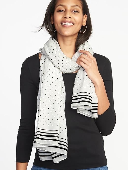 Old Navy Womens Printed Gauze Scarf For Women O.n. White Dot Size One Size