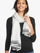 Old Navy Womens Printed Gauze Scarf For Women O.n. White Dot Size One Size