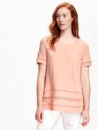 Old Navy Relaxed Crochet Lace Trim Tee For Women - Grapefruit Mimosa