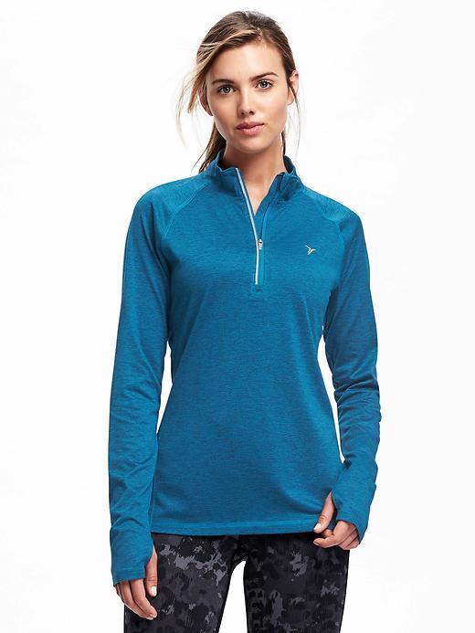 Old Navy Go Warm Performance 1/4 Zip Pullover For Women - Peacock Jewel