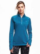 Old Navy Go Warm Performance 1/4 Zip Pullover For Women - Peacock Jewel