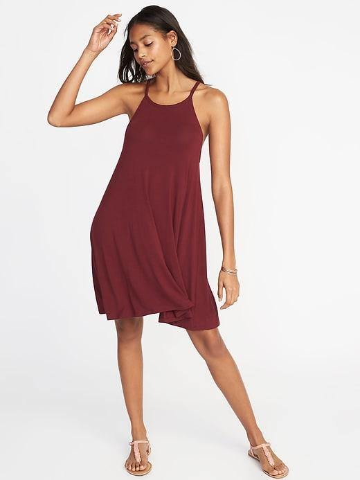 Old Navy Womens Suspended-neck Swing Dress For Women Maroon Jive Size Xxl