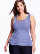 Old Navy Womens Plus Perfect Rib Knit Tanks Size 4x Plus - Blue Away