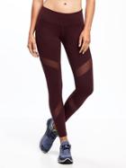 Old Navy Mid Rise Mesh Trim Compression Leggings For Women - The Grape One Poly