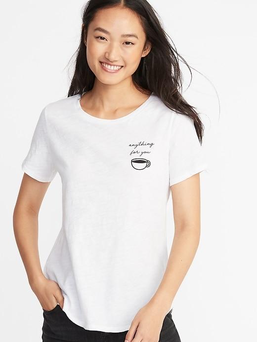 Old Navy Womens Relaxed Graphic Slub-knit Tee For Women Anything For You Size L